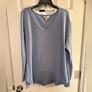 Vintage X America Waffle Knit Blue Long Sleeve Top Size XL